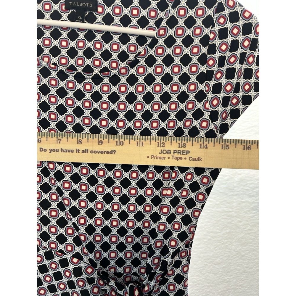 Talbots Dress Women's XS Cap Sleeve Knit Stretch Tie Front Black Blue Red Career - Picture 8 of 9